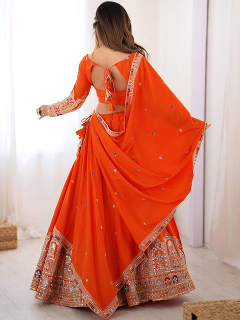 KRYSAL Embellished Sequinned Semi-Stitched Lehenga & Blouse With Dupatta - Image 5