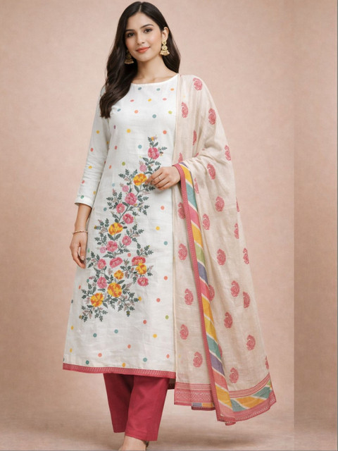 EJS Embroidered Pure Cotton Unstitched Dress Material