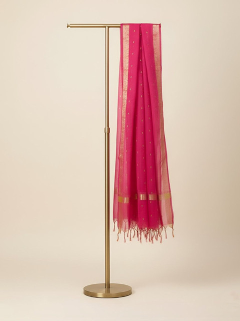 MUFFLY Woven Design Cotton Silk Dupatta with Zari - Image 2