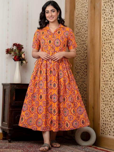 Mialo fashion Women Printed Flared Sleeves Indie Prints Maternity Anarkali Kurta