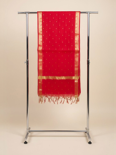 MUFFLY Ethnic Motifs Woven Design Cotton Silk Dupatta with Zari - Image 2