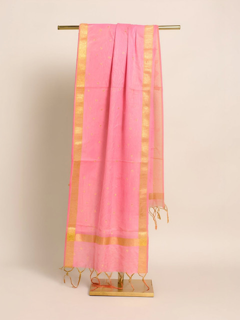 MUFFLY Woven Design Cotton Silk Dupatta with Zari - Image 4
