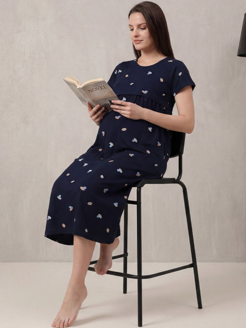 Secret Wish Maternity Hosiery Printed Nightdress - Image 5