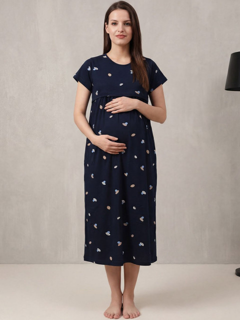 Secret Wish Maternity Hosiery Printed Nightdress