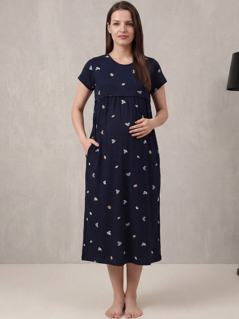 Secret Wish Maternity Hosiery Printed Nightdress - Image 4