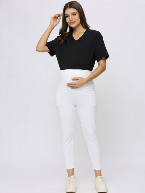 Evamomies Women Cotton Blend Solid Ankle Length Leggings