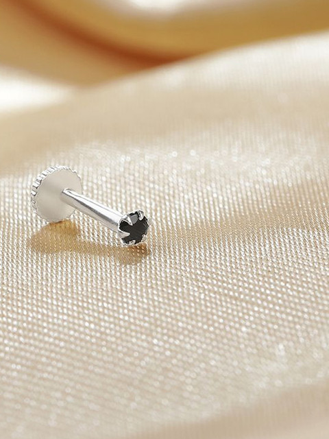 LAS By Ananya Rhodium-Plated Artificial Stones and Beads Stud Nosepin