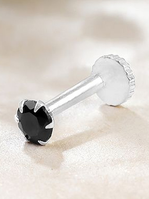 LAS By Ananya Rhodium-Plated Artificial Stones and Beads Stud Nosepin