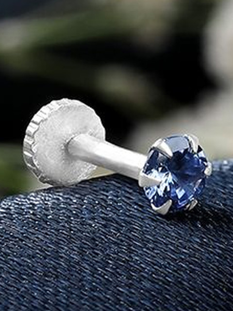 LAS By Ananya Rhodium-Plated Artificial Stones and Beads Stud Nosepin