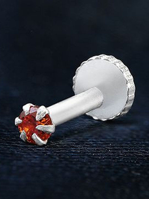 LAS By Ananya Rhodium-Plated Artificial Stones and Beads Stud Nosepin