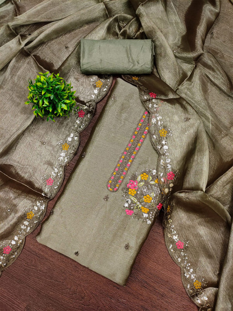 DWIJA FASHION Embroidered Art Silk Unstitched Dress Material - Image 2