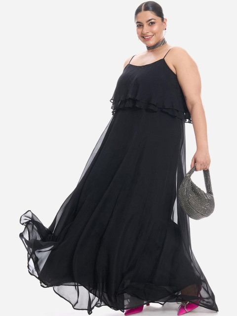 Virgio Women Ruffled Georgette Fit & Flare Plus Size Maxi Dress