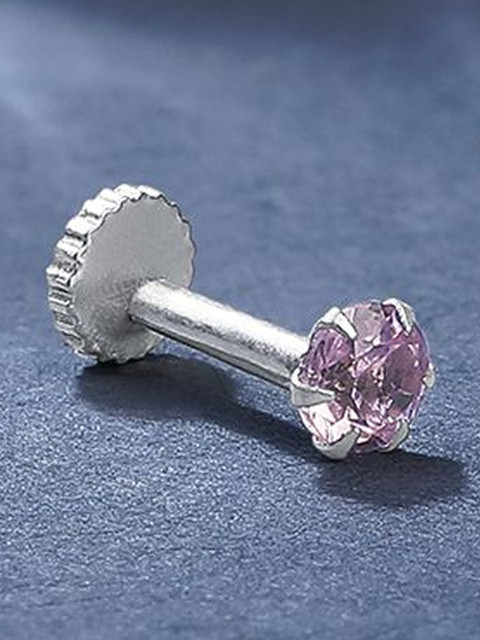 LAS By Ananya Rhodium-Plated Artificial Stones and Beads Stud Nosepin