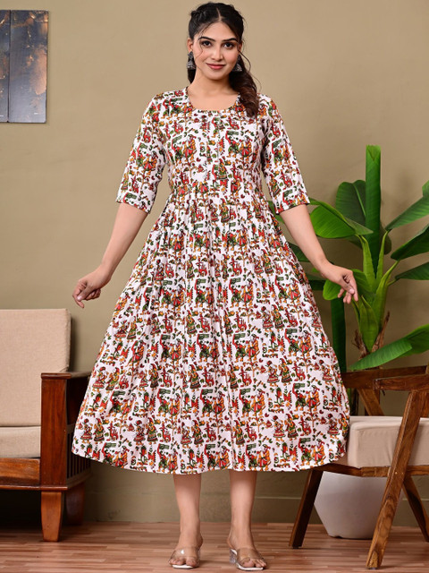 WE PERFECT Ethnic Motifs Printed Pure Cotton Blend Maternity Kurti