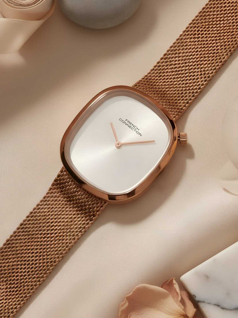 French Connection Women Dial & Stainless Steel Bracelet Style Straps Analogue Watch FCN0112RGM