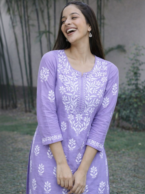 ALLORIA Floral Embroidered Tunic with Palazzos - Image 2
