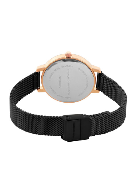 French Connection Women White Dial & Black Stainless Steel Bracelet Style Straps Analogue Watch FCN00027D - Image 4