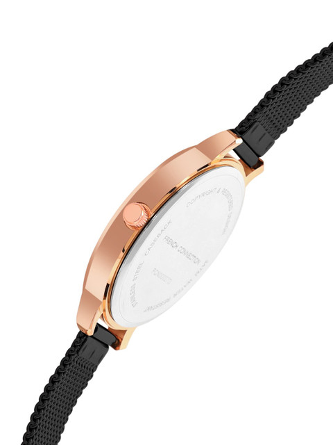 French Connection Women White Dial & Black Stainless Steel Bracelet Style Straps Analogue Watch FCN00027D - Image 3