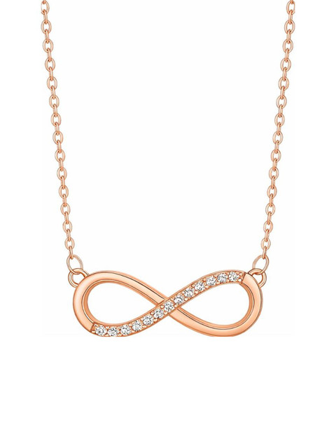 Nilu's Collection Rose Gold-Plated American Diamonds Studded Infinity Necklace With Chain