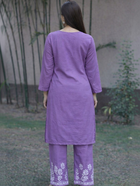 ALLORIA Floral Embroidered Tunic with Palazzos - Image 6