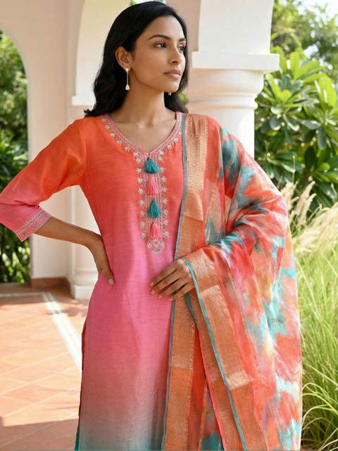 AURELIA Printed Tie and Dye Dupatta - Image 4
