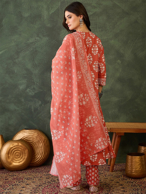 KALINI Women Floral Printed Regular Kurta with Trousers & With Dupatta - Image 5