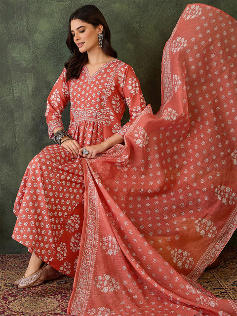 KALINI Women Floral Printed Regular Kurta with Trousers & With Dupatta - Image 7