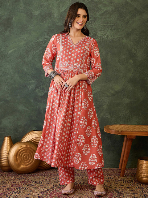 KALINI Women Floral Printed Regular Kurta with Trousers & With Dupatta - Image 6