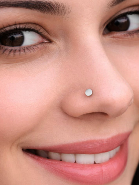 Sangria 925 Sterling Silver Minimal Wire Round Stud Piercing NosePin