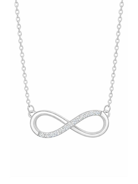 Nilu's Collection Silver Plated American Diamonds Studded Infinity Necklace With Chain