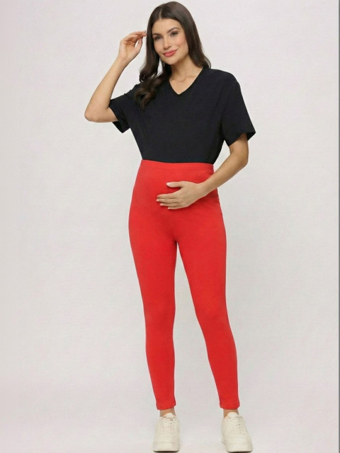 Evamomies Women Cotton Blend Solid Ankle Length Leggings