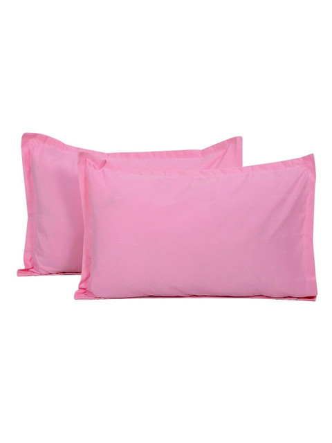 Status Pink 2 Pieces Solid Cotton Linen Blend Rectangle Pillow Covers