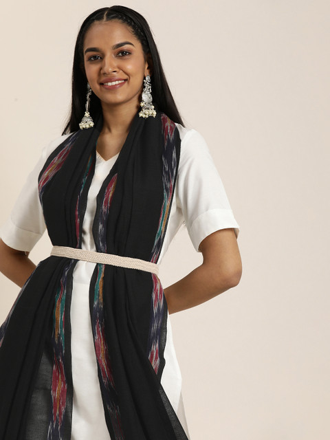 Taavi Ethnic Motifs Woven Design Cotton Dupatta - Image 2