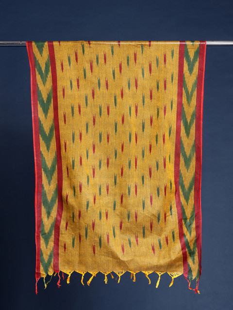 Taavi Woven Design Pure Cotton Ikat Dupatta - Image 4