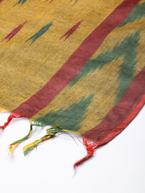 Taavi Woven Design Pure Cotton Ikat Dupatta - Image 5