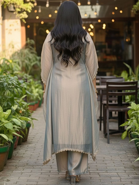 SZN Women Ethnic Motifs Embroidered Regular Thread Work Kurta with Palazzos - Image 5