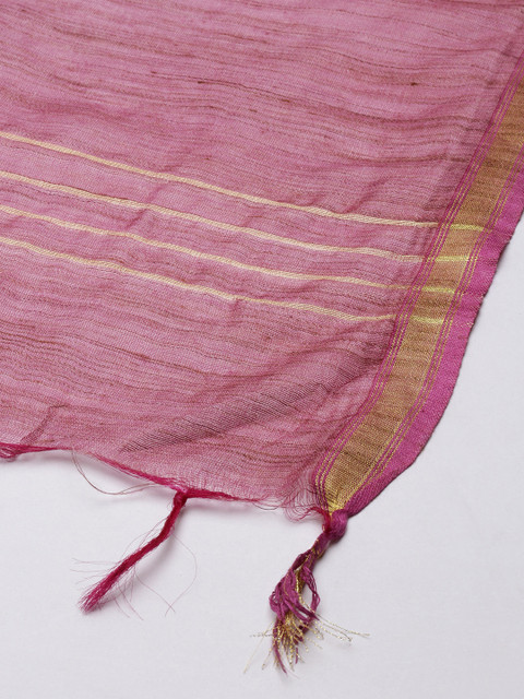 Taavi Solid Tasselled Dupatta with Zari - Image 3