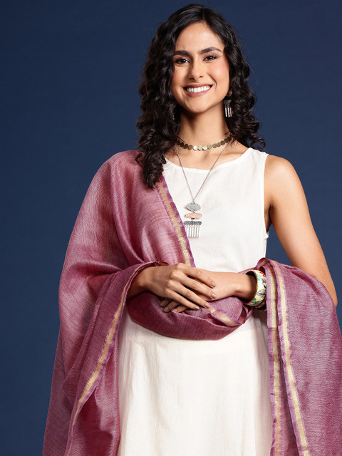 Taavi Solid Tasselled Dupatta with Zari