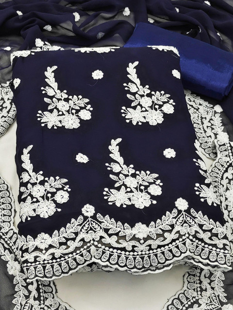 Dhaaga Ghar Embroidered Silk Georgette Unstitched Dress Material - Image 3