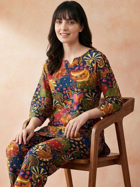 all about you Printed Round Neck Tunic & Trousers Co-Ords - Image 5