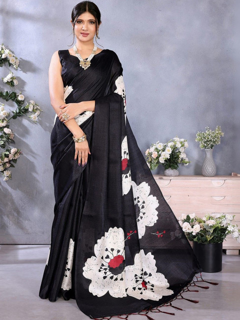 SZN Floral Art Silk Fusion Saree