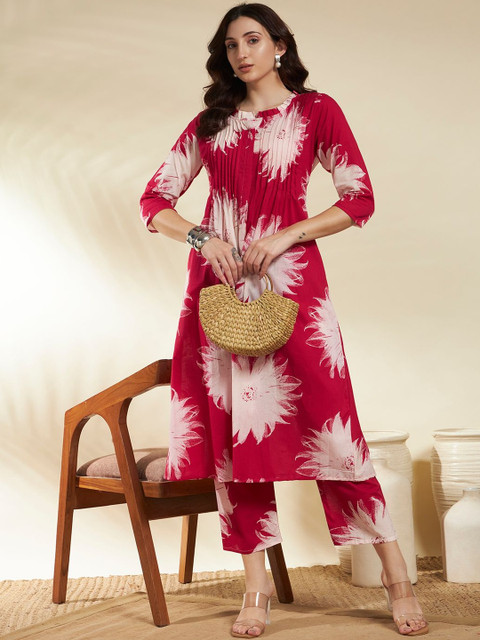 SINGNI Printed Pure Cotton Top With Palazzos Co-Ords