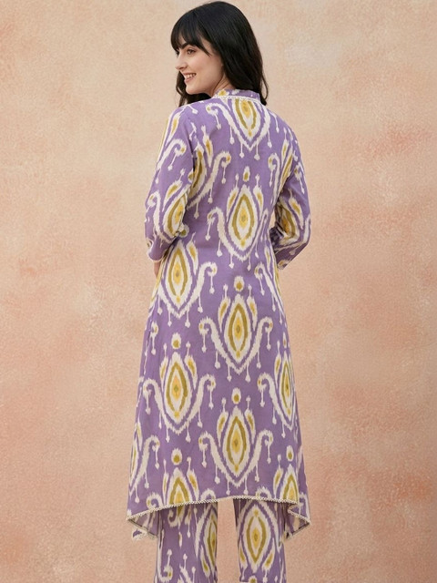 all about you Printed V-Neck Tunic & Trousers Co-Ords - Image 4