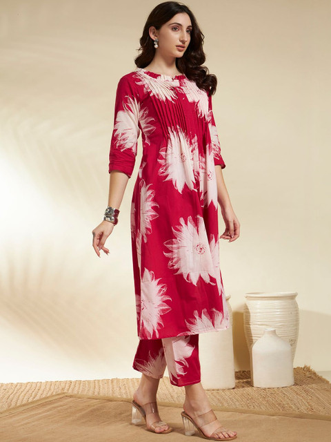 SINGNI Printed Pure Cotton Top With Palazzos Co-Ords - Image 7