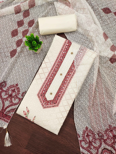 Dhaaga Ghar Embroidered Pure Cotton Unstitched Dress Material