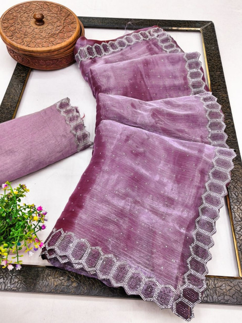 STYLE MODA Embellished Sequinned Tissue Saree - Image 3