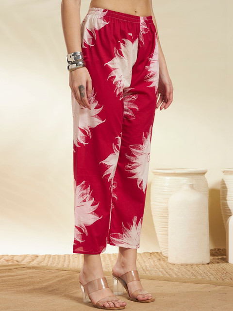 SINGNI Printed Pure Cotton Top With Palazzos Co-Ords - Image 4
