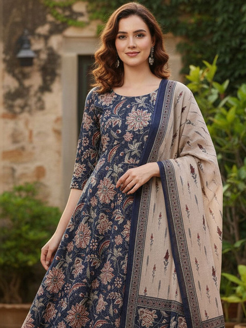 ARADHNA Women Floral Printed Regular Kurta with Trousers & With Dupatta - Image 6
