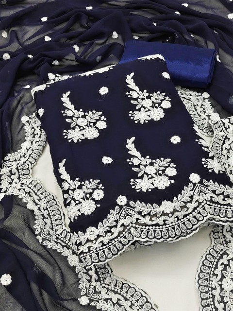 Dhaaga Ghar Embroidered Silk Georgette Unstitched Dress Material