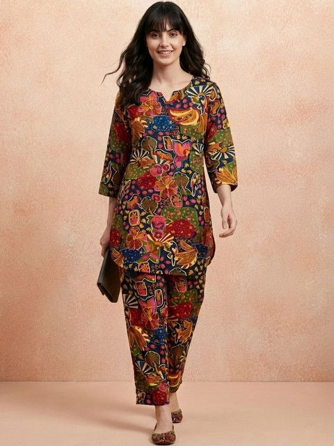 all about you Printed Round Neck Tunic & Trousers Co-Ords